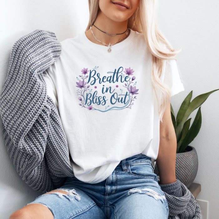 Breathe In, Bliss Out T-Shirt - Relaxation & Mindfulness Unisex Tee | Zen-Inspired Comfort