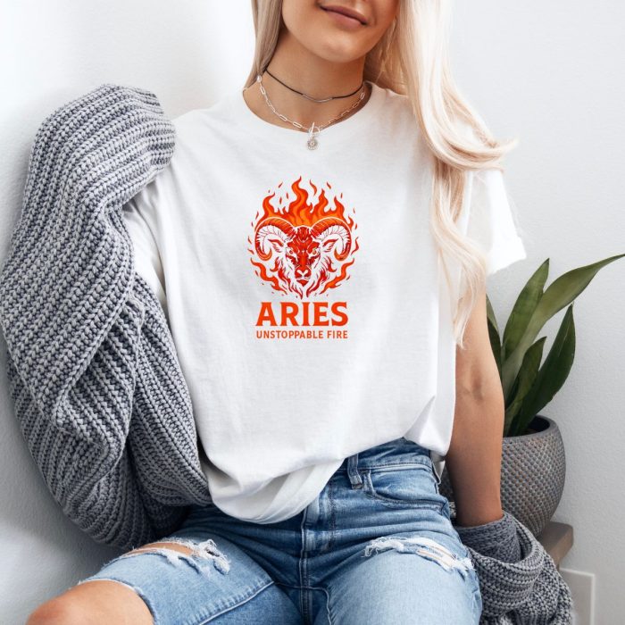 Aries Zodiac T-Shirt Fiery Star Sign Design